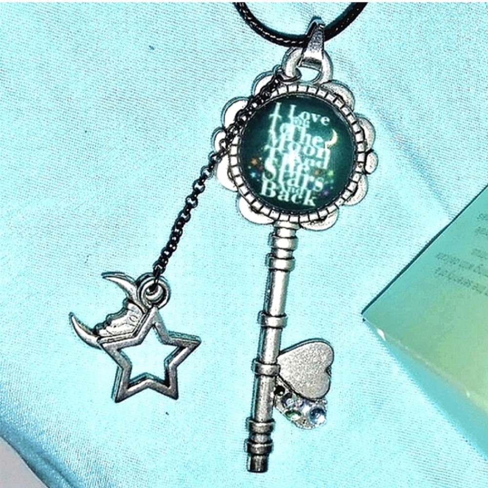 Moon & Stars Embellished Key Pendant
